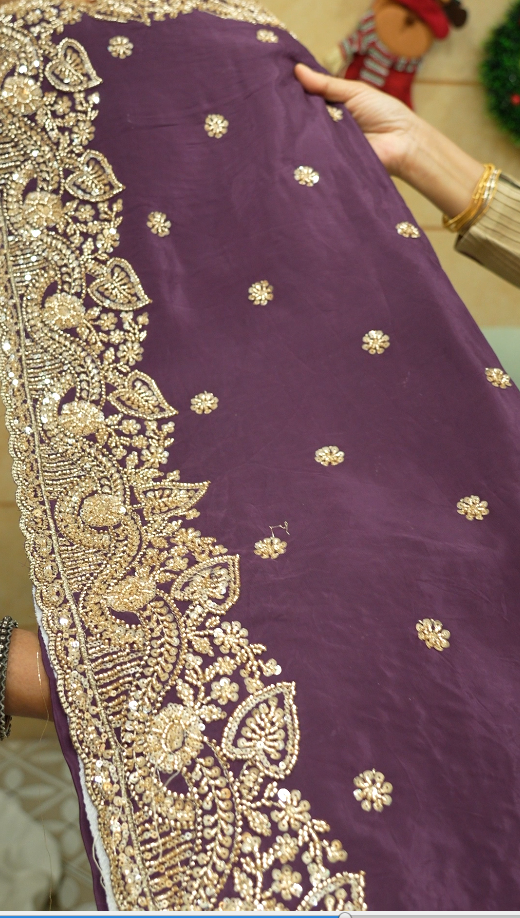 Fancy Saree-purple  -  shade Search code 9976