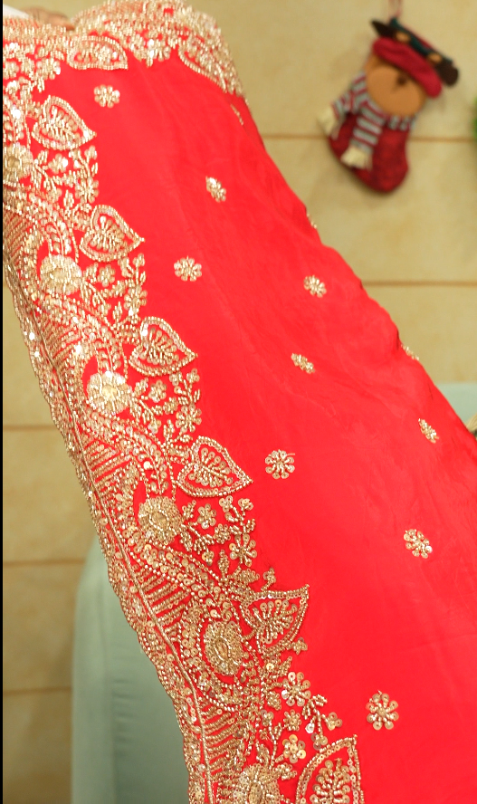 Fancy Saree-red  -  shade Search code 9975