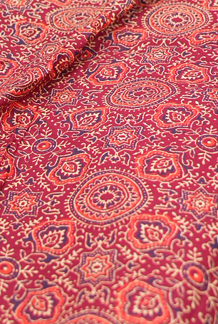 RUNNING MATERIAL - cambric cottan Ajark print maroon color  Search code 5200