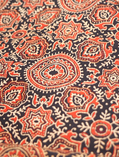 RUNNING MATERIAL - cambric cottan Ajark print black color  Search code 5201