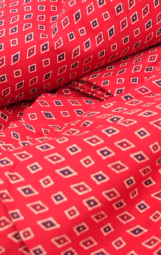 RUNNING MATERIAL - cambric cottan red color Ajark print  Search code 5234