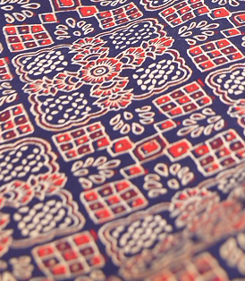 RUNNING MATERIAL - cambric cotton navy blue color Ajark print  Search code 5239