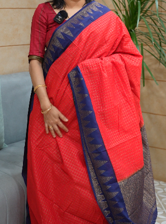 Banarasi sarees -orange to navyblue shade  color Search code 5543