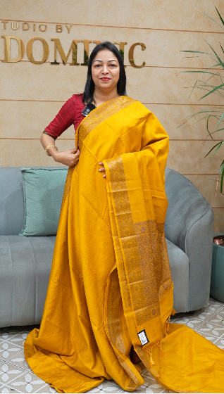 Banarasi sarees -yellow  toyellow hade  color Search code 5546