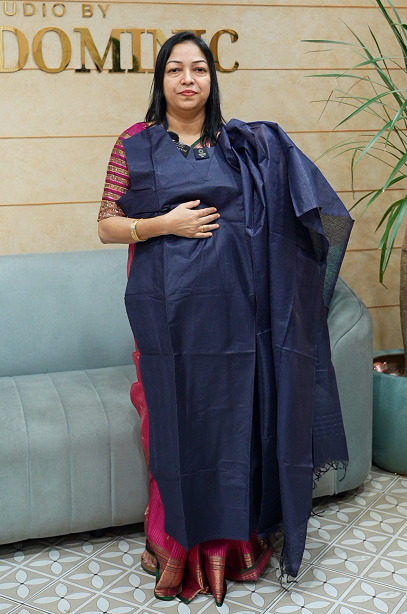 Bamboo tussar Salwar suit set  -navy blue shade Search code 2501