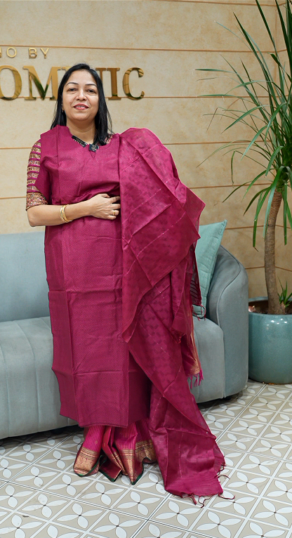 Bamboo tussar Salwar suit set  - maroon color Search code 2504