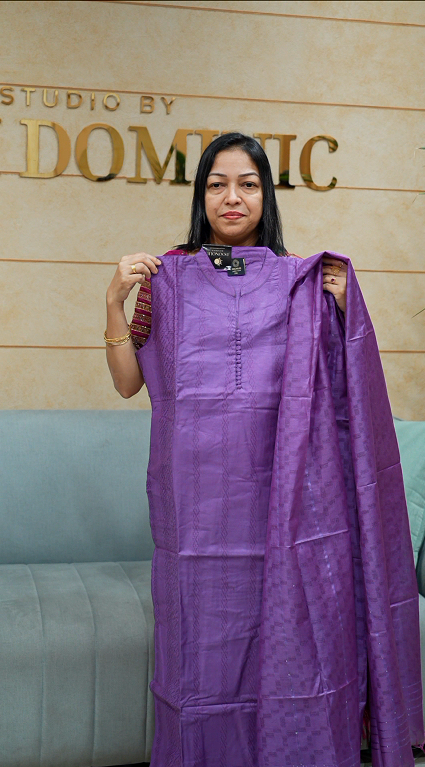 Bamboo tussar Salwar suit set  -purple color Search code 2506