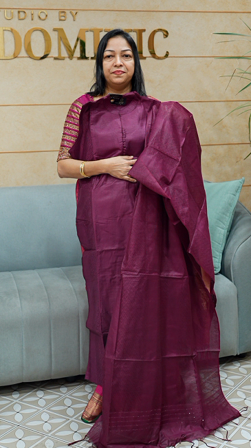 Bamboo tussar Salwar suit set  - grape wine color Search code 2507