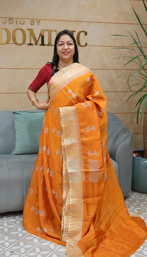 crushed Banarasi sarees -mango yelow  color Search code2286