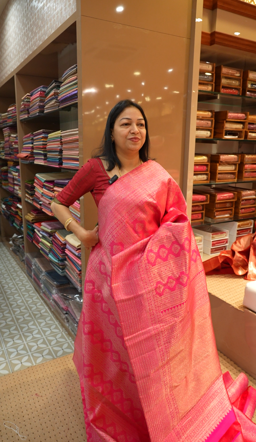 KANCHIPURAM SAREE-pink   color shade Search code 1105