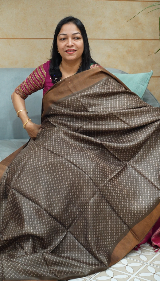 Tussar Saree cofee brown  colour  Search code 6611