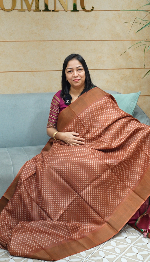 Tussar Saree  brown  colour  Search code 6612