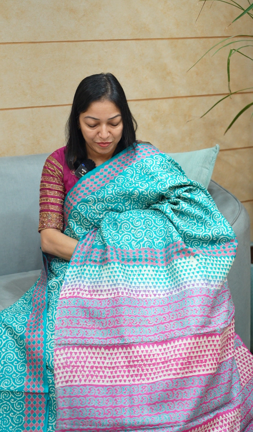 Tussar jute  Saree light blue colour  Search code 6620