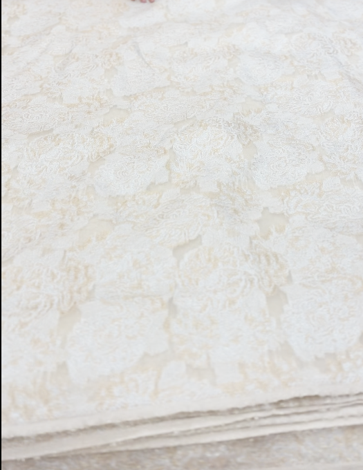 ORGANZA RUNNING MATERIAL -white , gold and silver mix  colour Search code 2232