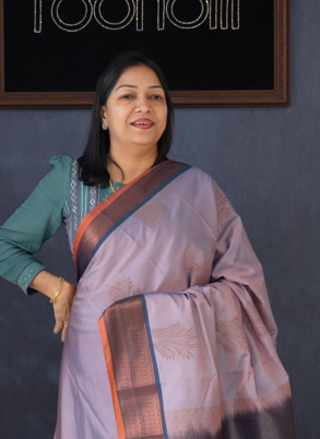 Semi Silk Saree -blueish gray gray to Green color Search code 1540