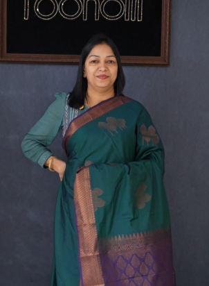 Semi Silk Saree -Bottle green to purple  color Search code 1542