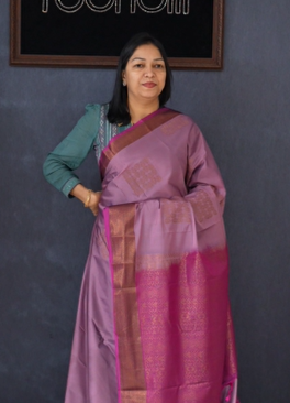 Semi Silk Saree - Lavender to purple   Search code 1554
