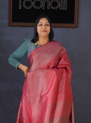 Semi Silk Saree -Dusty red   Search code 1560