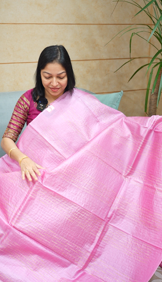 Tussar Saree  Pink colour  Search code 7730