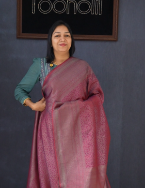 Semi Silk Saree - Burgundy shade Search code 1574
