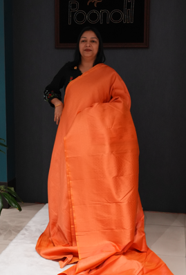 KANCHIPURAM BROCADE  -Orange color Search code 8022