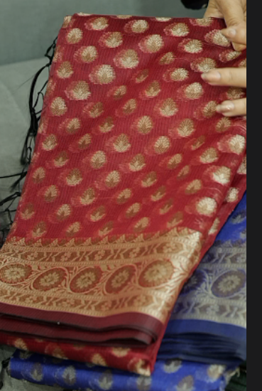 SILKY KOTA SAREE -maroon color Search code 4503