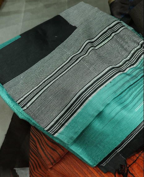 JUTE LINEN SAREE  - sky blue color Search code 9991
