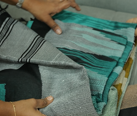 JUTE LINEN SAREE  - saffire blue color Search code 9994