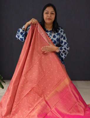 SEMI KANCHIPURAM SAREE-Onion  to ranni Search code 2102