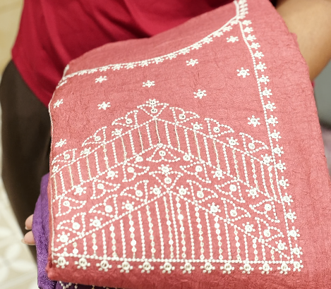 UNSTITCHED SALWAR  SUIT SET - peach shade Search code 2002