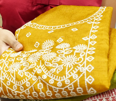 UNSTITCHED SALWAR  SUIT SET - Mustard Yellow  shade Search code 2004