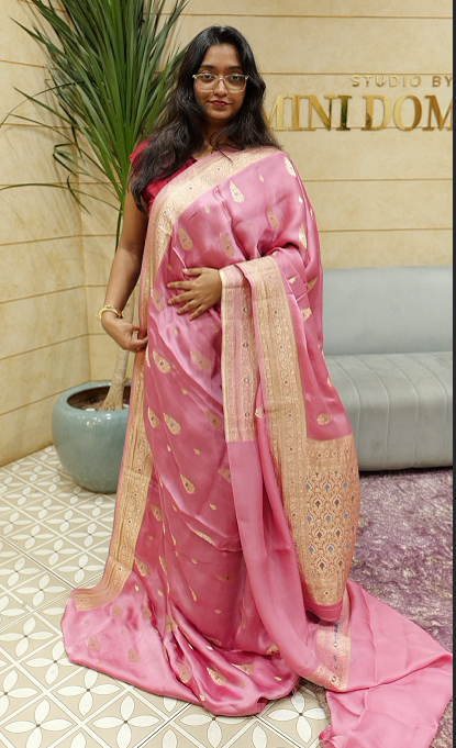 Banarasi sarees  -  pink  color shade  Search code 2504