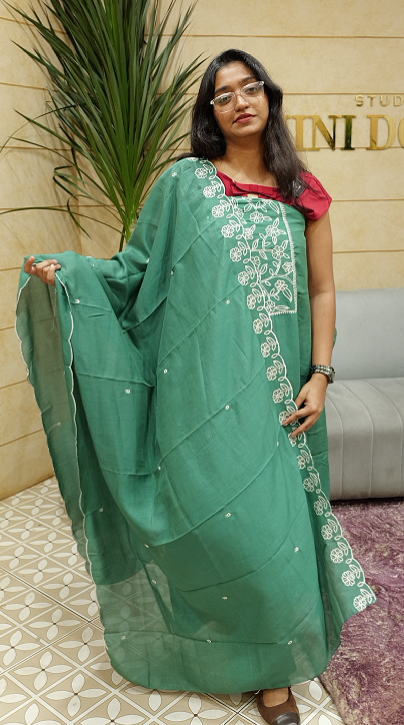 UNSTITCHED SALWAR  SUIT SET - forise green  shade Search code 2005