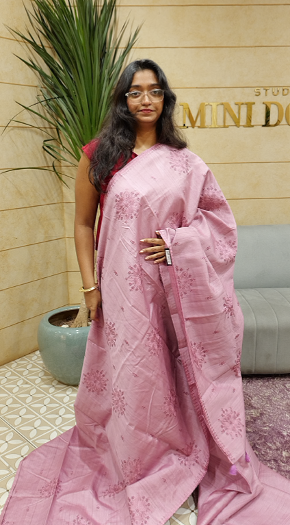 Semi Silk Saree - light pink shade Search code 3200