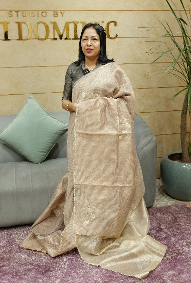 kota tissue Saree -  Caramel sugar shade Search code 7000