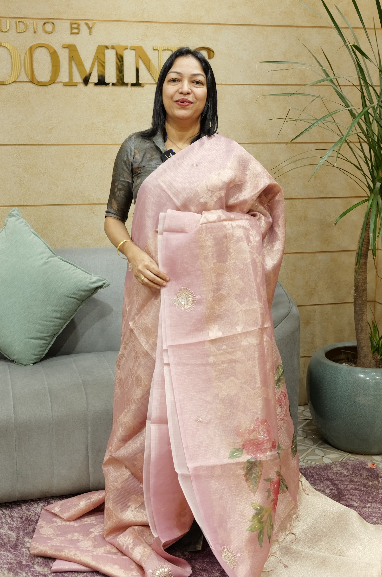 kota tissue Saree - Dark pink shade Search code 7012