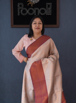 Semi Silk Saree -Light  Gray to purple shade Search code 3710