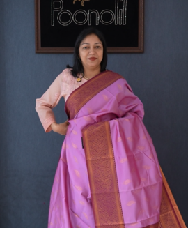 Semi Silk Saree -Lavender pink to Purple  shade Search code 3715