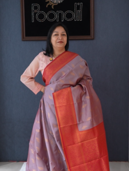 Semi Silk Saree -Lalic to Maroon  shade Search code 3719