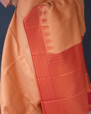 Semi Silk Saree -peach to Maroon shade Search code 1712