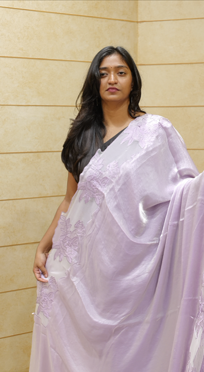 Organza Saree - Lavander  color shade Search code 7000