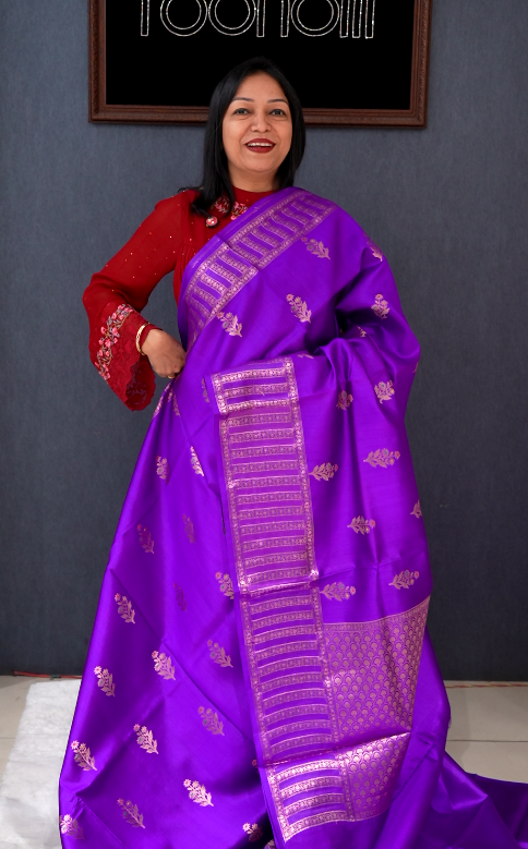 Banarasi katan silk Sarees - Purple shade  Search code 7003