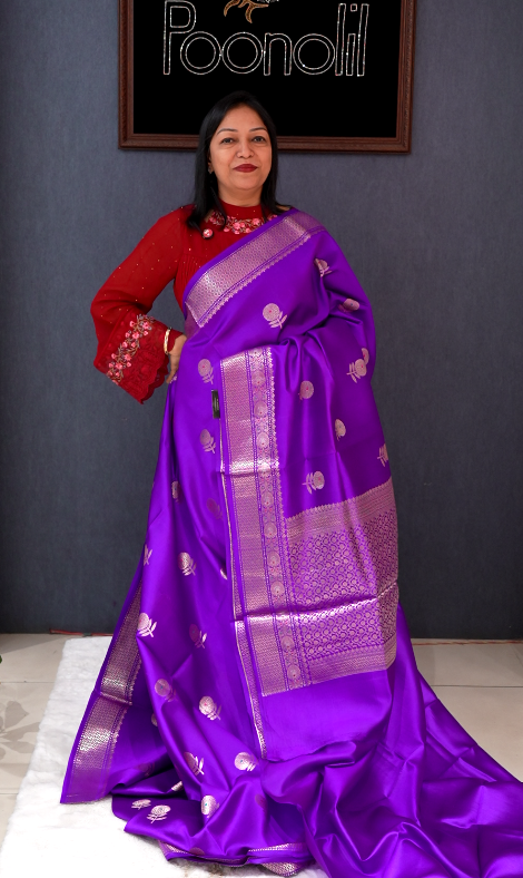 Banarasi katan silk Sarees -purple shade  Search code 7017