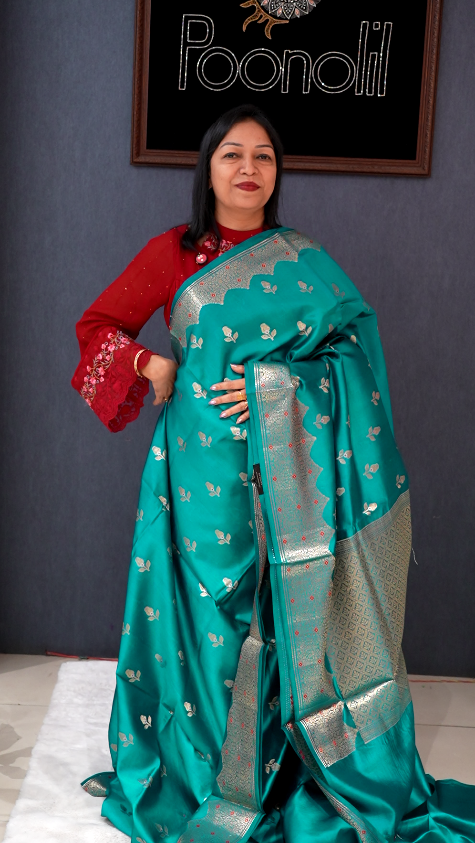 Banarasi katan silk Sarees -Till blue shade  Search code 7019