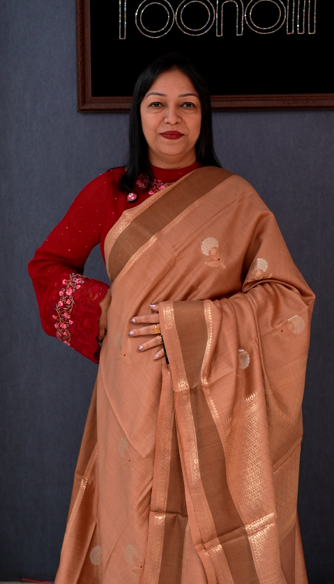 Banarasi katan silk Sarees -Biscuit  shade  Search code 7021