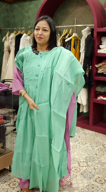 salwar suit sets -  light green-blue shade Search code 3502