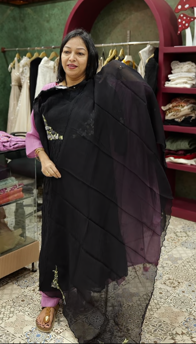 salwar suit sets - Jet black shade Search code 3508
