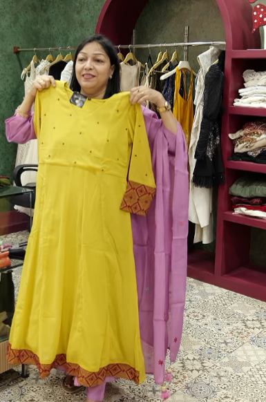 salwar suit sets AnarkalI - yellow shade Search code 4500