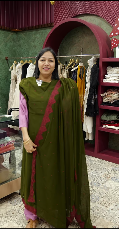 salwar suit sets AnarkalI - deep Olive Green color shade Search code 4502