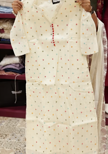 Kurta  Top-  Cream with multi color Search code 7806